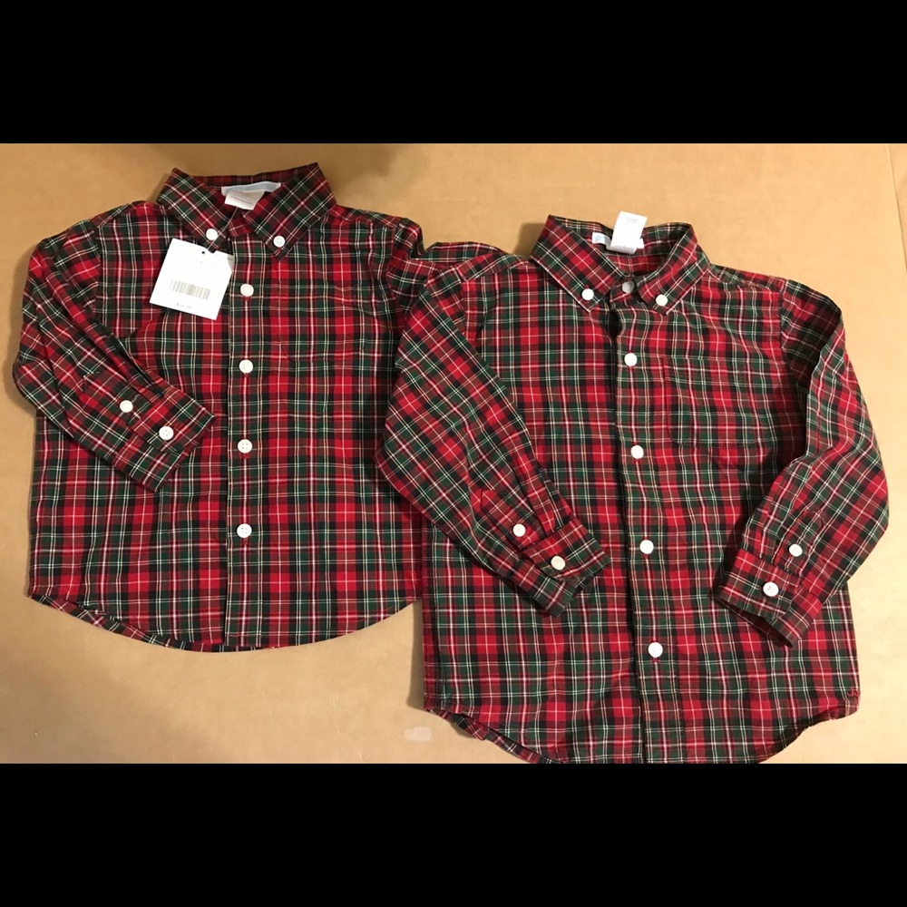 Janie & Jack 2T/6-12mo Christmas Plaid Brother Set